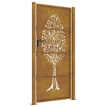 Cancello da giardino 100x175 cm in acciaio Corten con design ad albero | homemem39