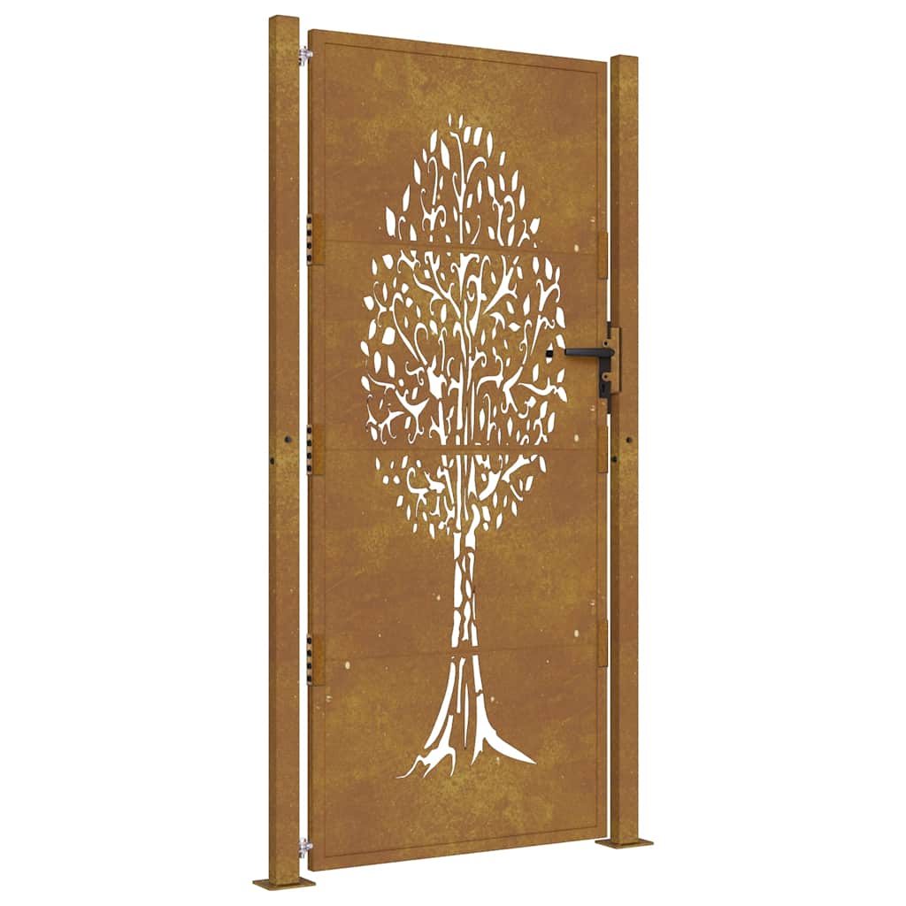 Cancello da giardino 100x200 cm in acciaio Corten con design ad albero | homemem39