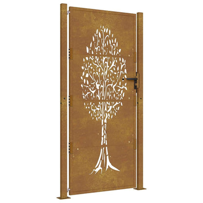 Cancello da giardino 100x200 cm in acciaio Corten con design ad albero | homemem39