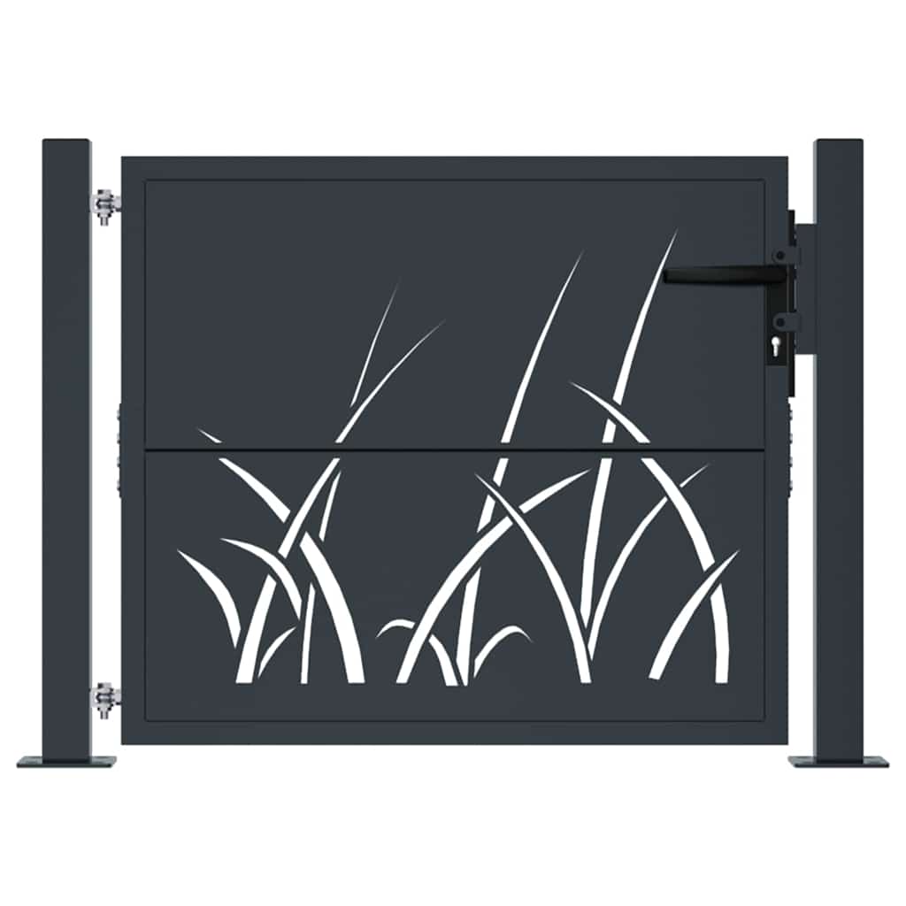 Cancello da giardino antracite 100x100 cm in acciaio design erba | homemem39