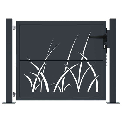 Cancello da giardino antracite 100x100 cm in acciaio design erba | homemem39