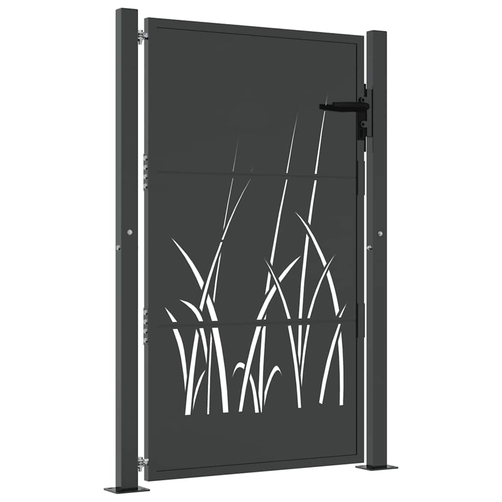 Cancello da giardino antracite 100x125 cm in acciaio design erba | homemem39