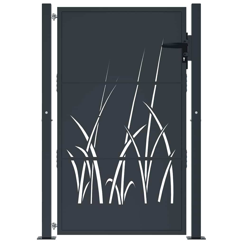 Cancello da giardino antracite 100x125 cm in acciaio design erba | homemem39
