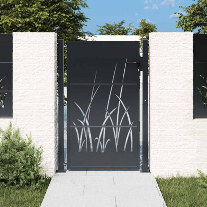 Cancello da giardino antracite 100x125 cm in acciaio design erba | homemem39