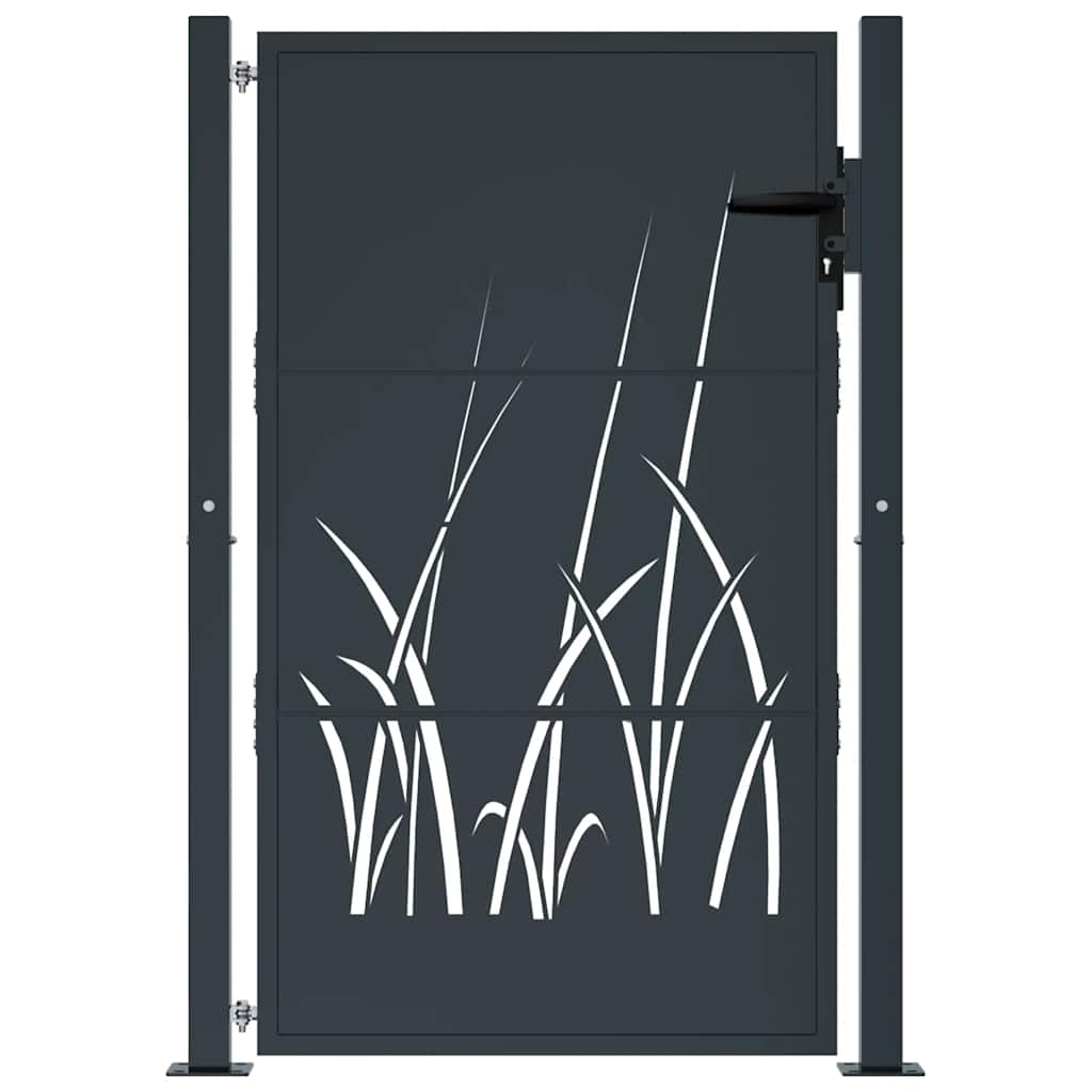 Cancello da giardino antracite 100x150 cm in acciaio design erba | homemem39