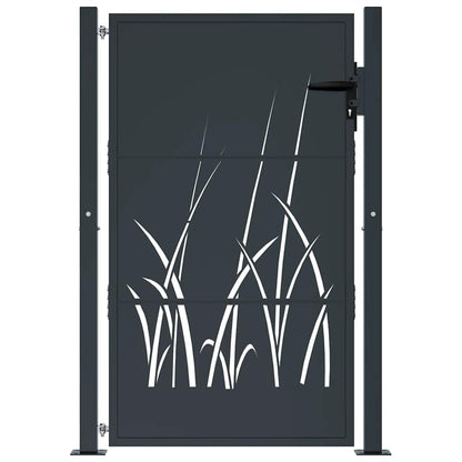 Cancello da giardino antracite 100x150 cm in acciaio design erba | homemem39