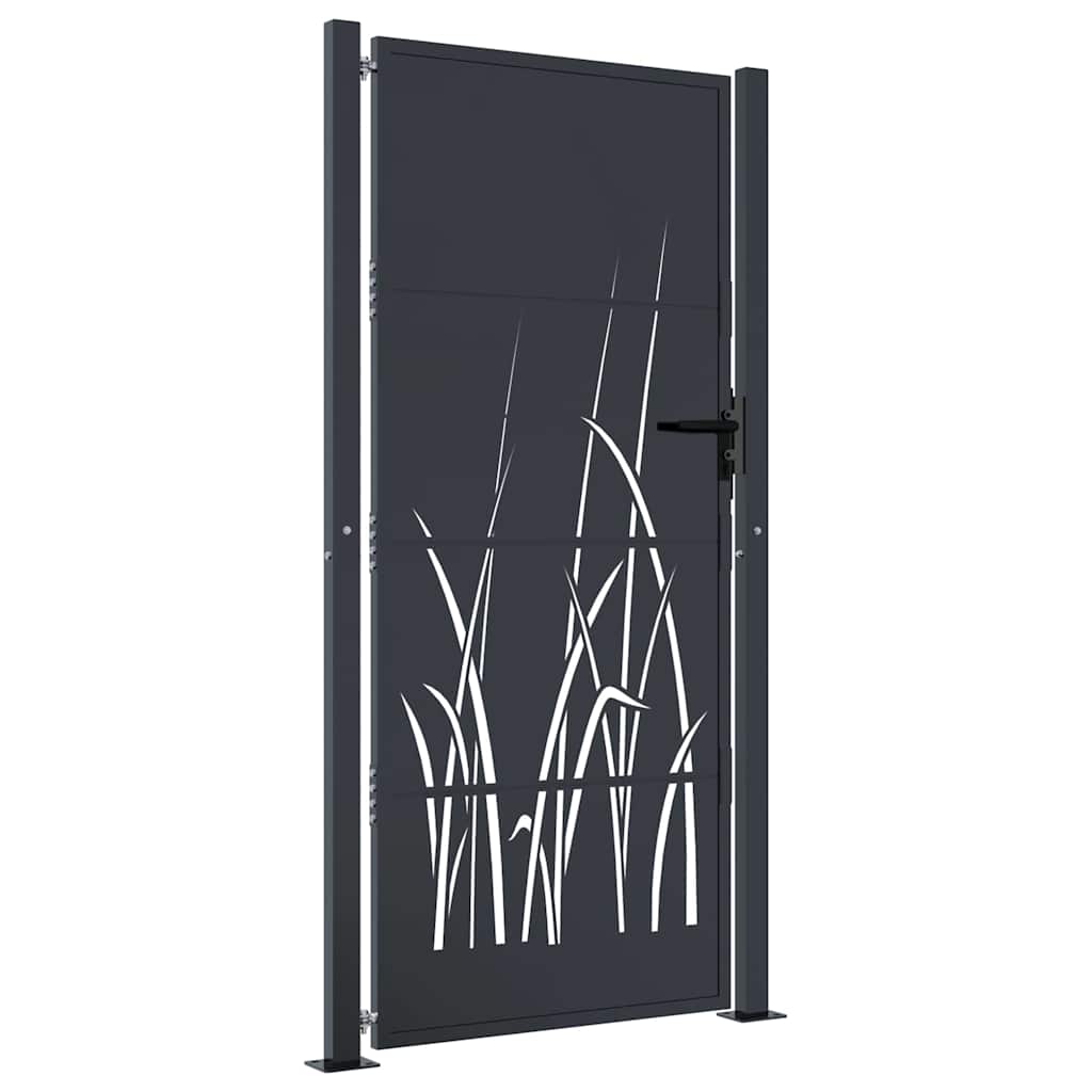 Cancello da giardino antracite 100x175 cm in acciaio design erba | homemem39