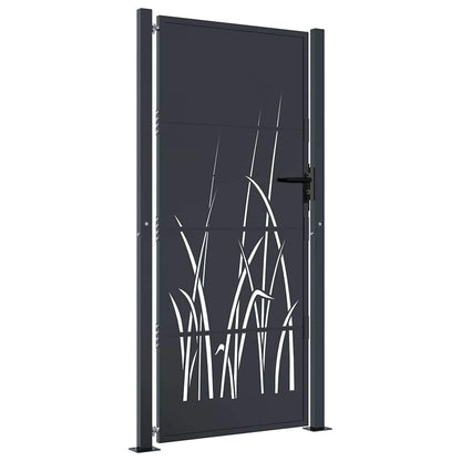 Cancello da giardino antracite 100x175 cm in acciaio design erba | homemem39
