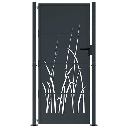 Cancello da giardino antracite 100x175 cm in acciaio design erba | homemem39