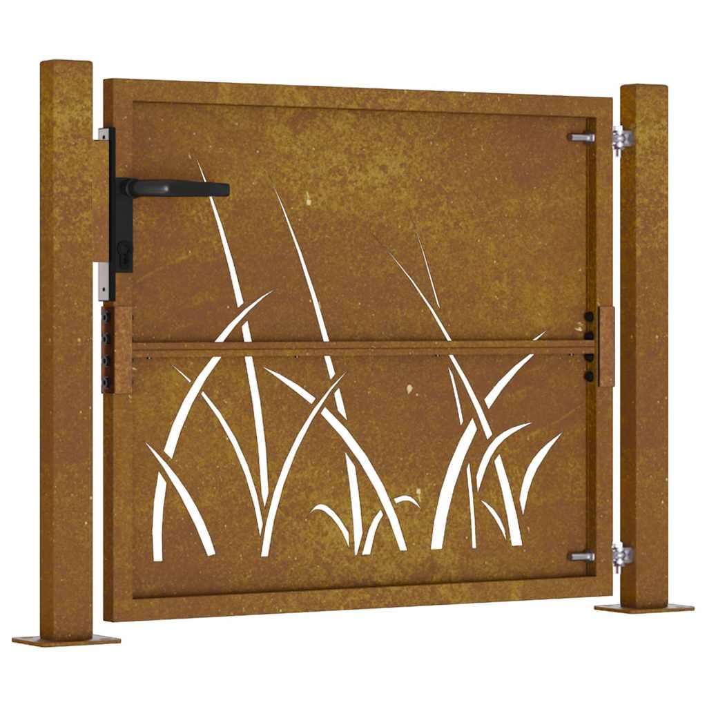 Cancello da giardino 100x75 cm in acciaio Corten con design erba | homemem39