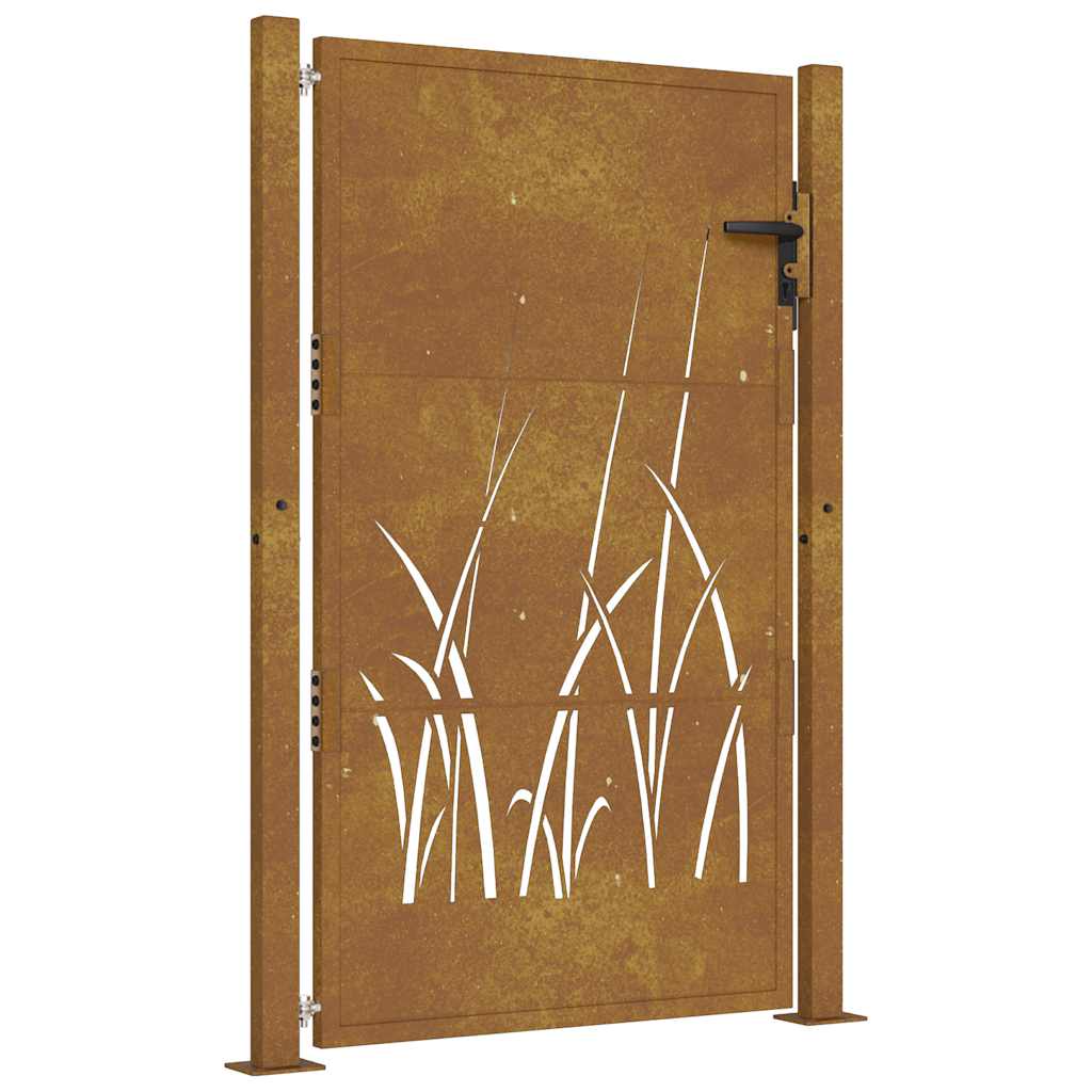Cancello da giardino 100x125 cm in acciaio Corten con design erba | homemem39