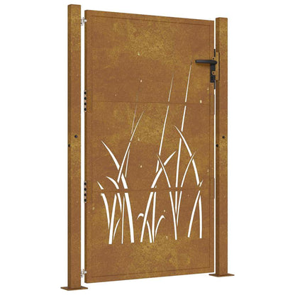 Cancello da giardino 100x125 cm in acciaio Corten con design erba | homemem39
