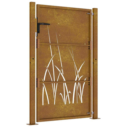 Cancello da giardino 100x125 cm in acciaio Corten con design erba | homemem39