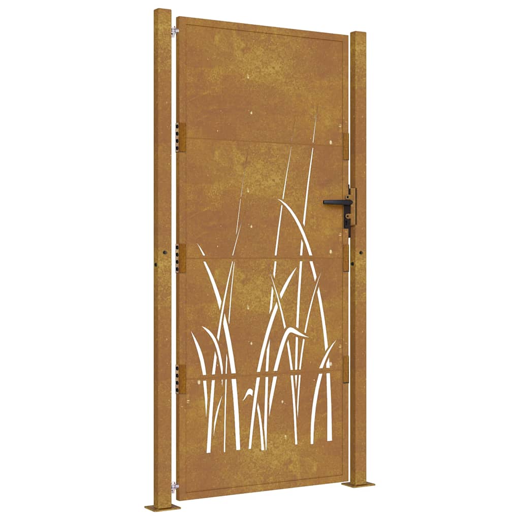 Cancello da giardino 100x175 cm in acciaio Corten con design erba | homemem39