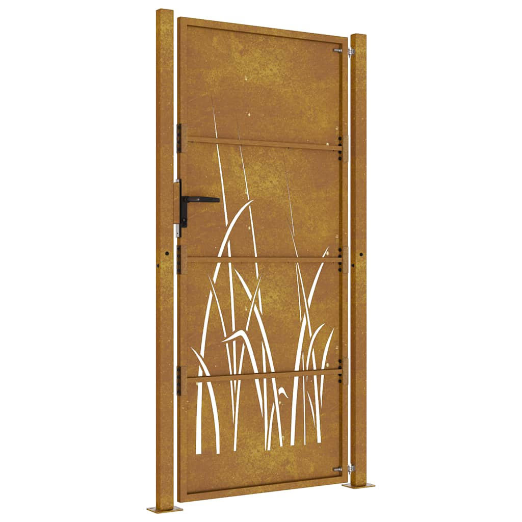 Cancello da giardino 100x200 cm in acciaio Corten con design erba | homemem39