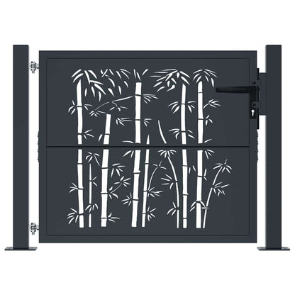 Cancello da giardino antracite 100x75 cm in acciaio e bambù | homemem39