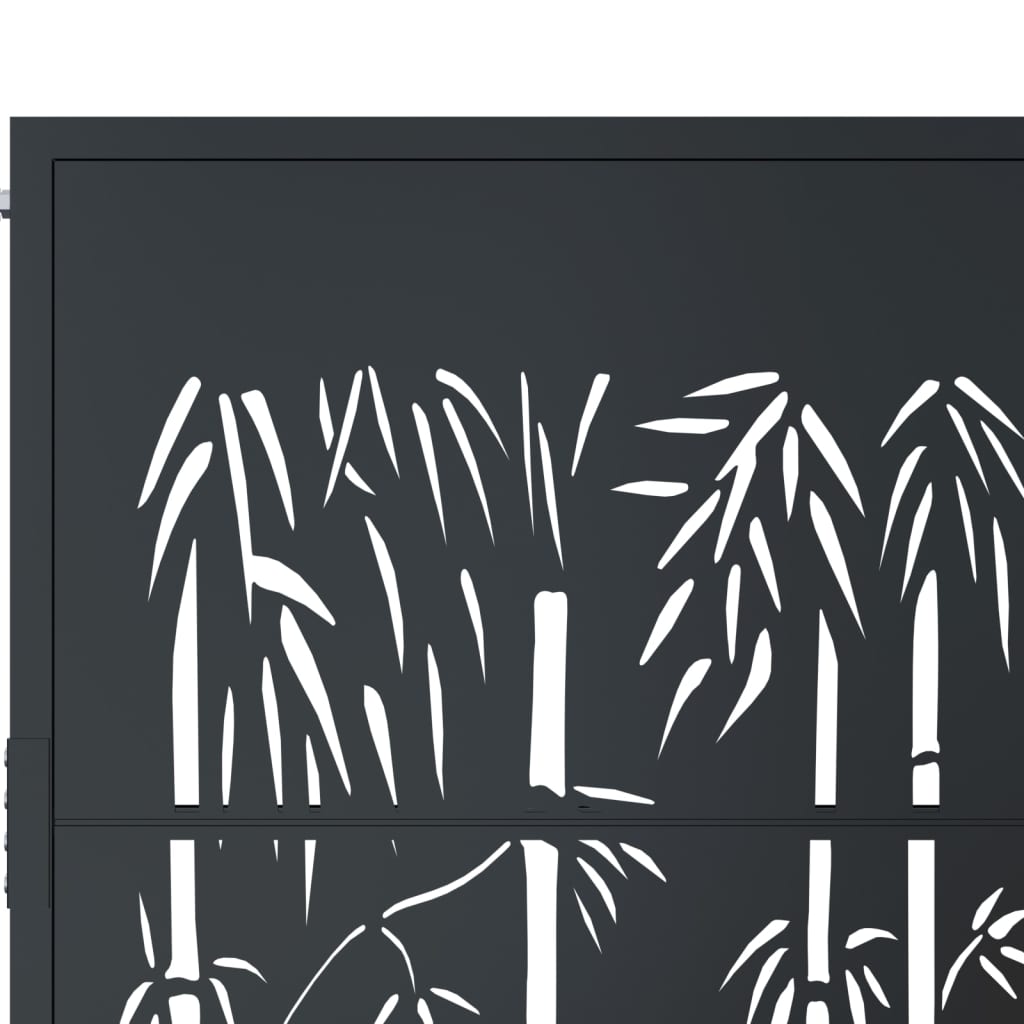 Cancello da giardino antracite 100x125 cm acciaio design bambù | homemem39