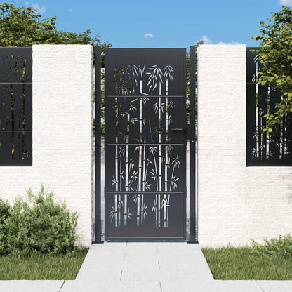 Cancello da giardino antracite 100x175 cm in acciaio e bambù | homemem39