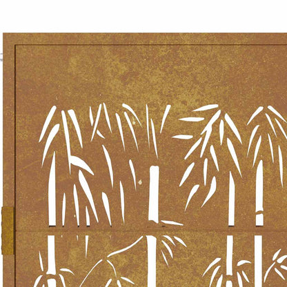 Cancello da giardino 100x75 cm in acciaio Corten e design in bambù | homemem39