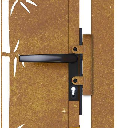 Cancello da giardino 100x75 cm in acciaio Corten e design in bambù | homemem39