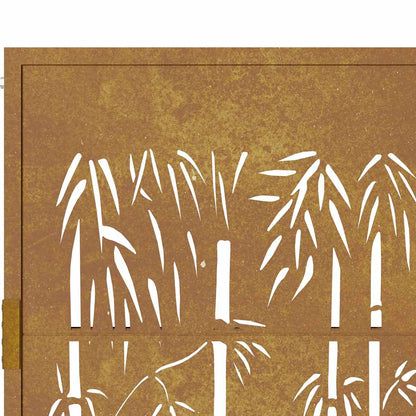 Cancello da giardino 100x200 cm in acciaio corten e design in bambù | homemem39