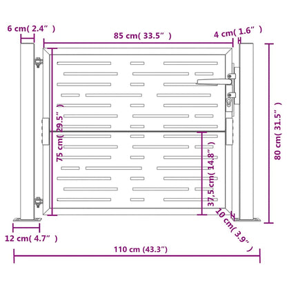 Cancello da giardino antracite 100x75 cm in acciaio design quadrato | homemem39