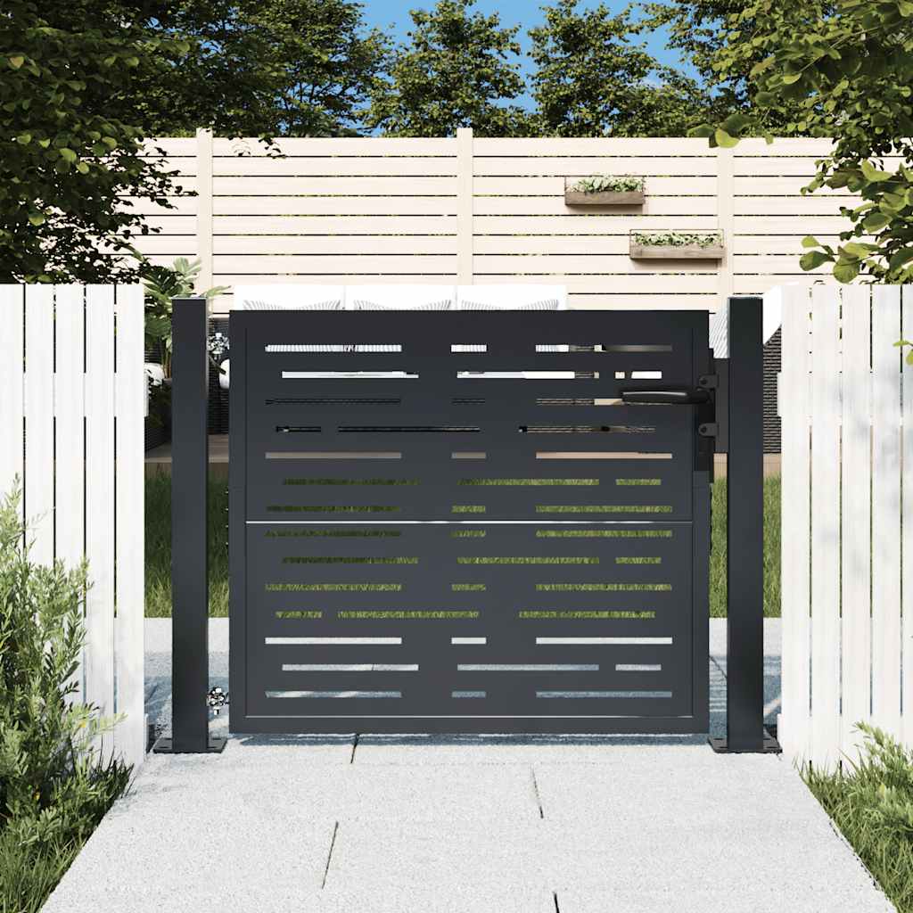 Cancello da giardino antracite 100x75 cm in acciaio design quadrato | homemem39