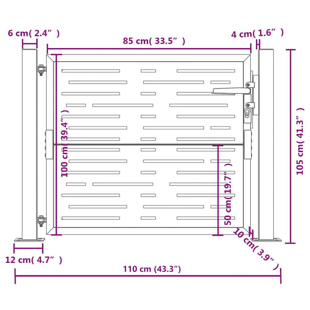 Cancello da giardino antracite 100x100 cm in acciaio design quadrato | homemem39