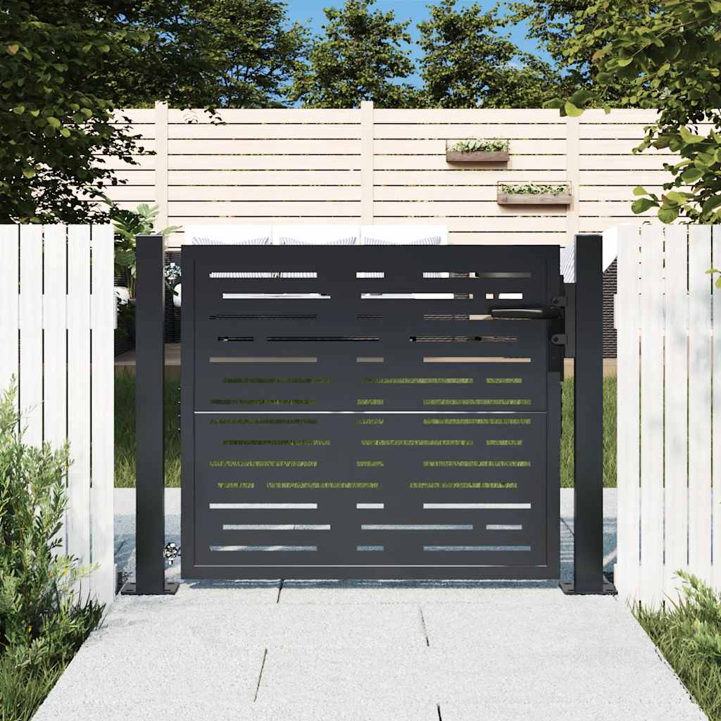Cancello da giardino antracite 100x100 cm in acciaio design quadrato | homemem39
