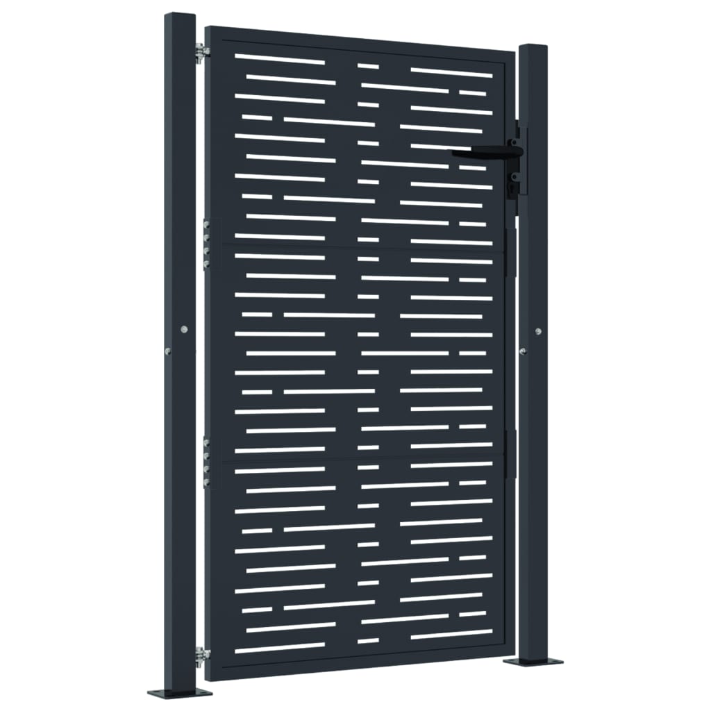 Cancello da giardino antracite 100x125 cm in acciaio design quadrato | homemem39