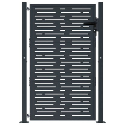 Cancello da giardino antracite 100x125 cm in acciaio design quadrato | homemem39