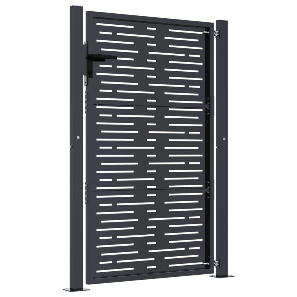 Cancello da giardino antracite 100x125 cm in acciaio design quadrato | homemem39