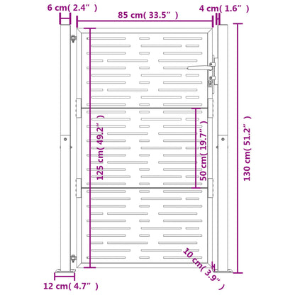 Cancello da giardino antracite 100x125 cm in acciaio design quadrato | homemem39