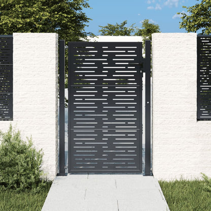Cancello da giardino antracite 100x125 cm in acciaio design quadrato | homemem39