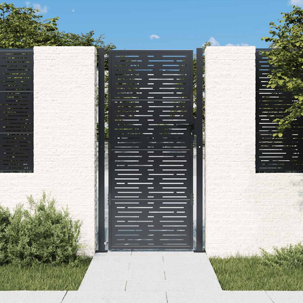 Cancello da giardino antracite 100x175 cm in acciaio design quadrato | homemem39