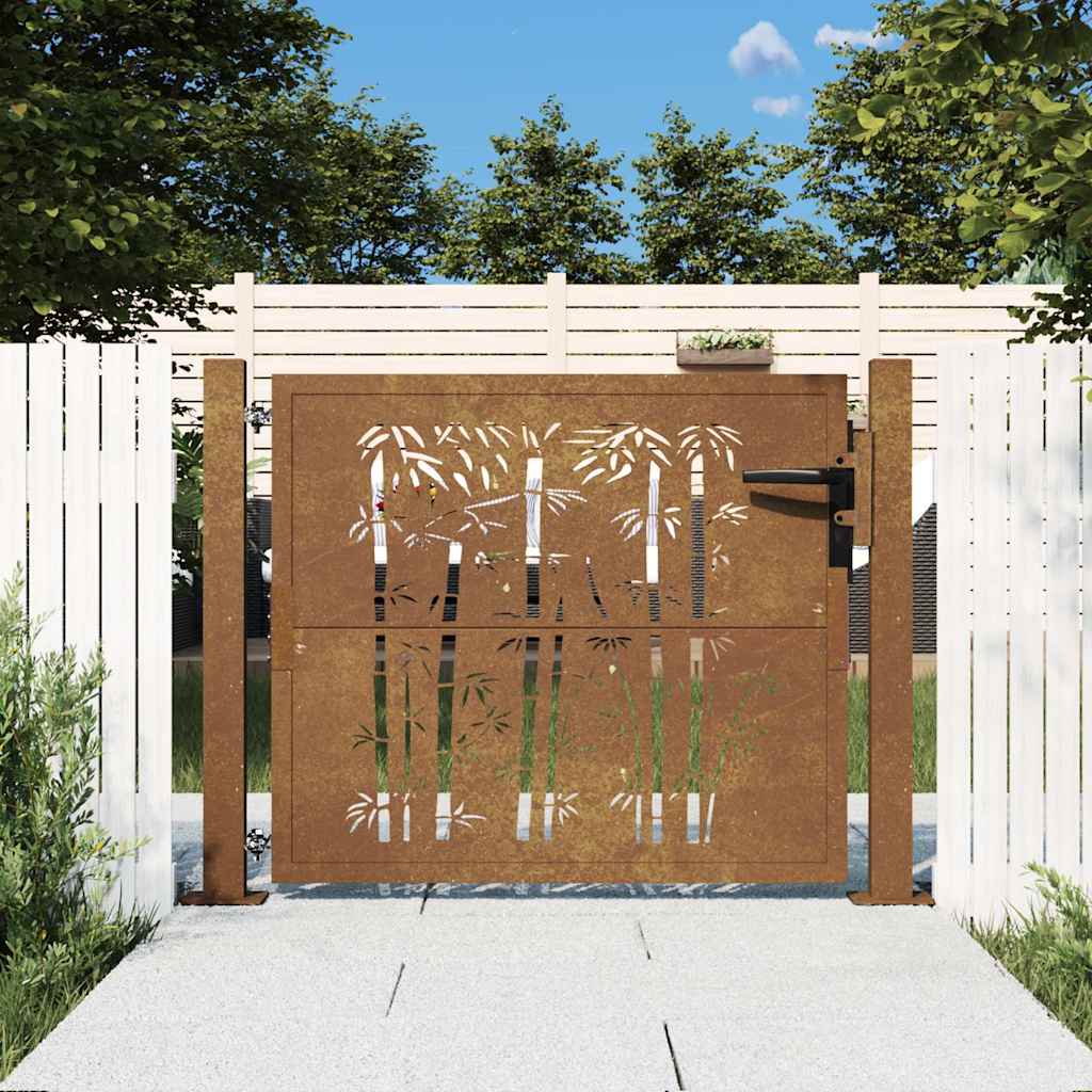 Cancello da giardino 100x75 cm in acciaio Corten design quadrato | homemem39