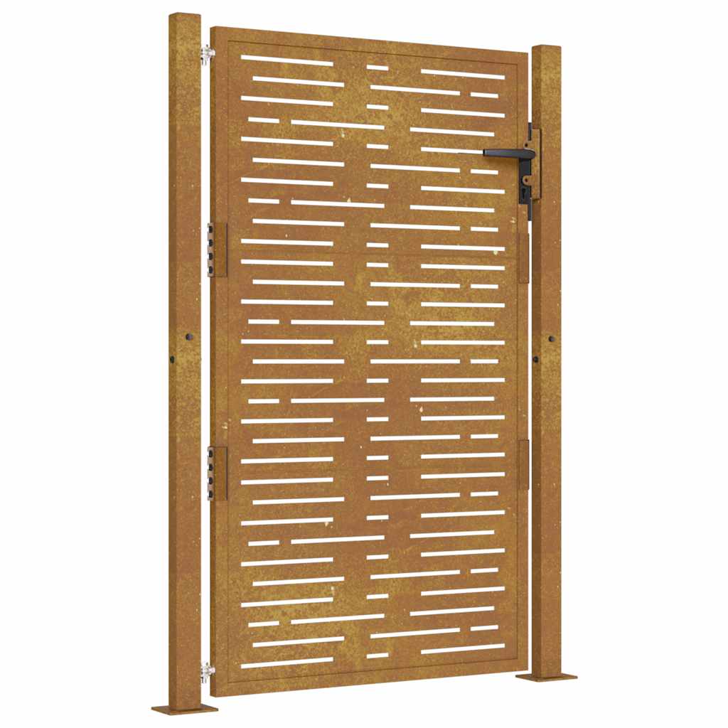 Cancello da giardino 100x125 cm in acciaio Corten design quadrato | homemem39