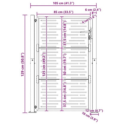 Cancello da giardino 100x125 cm in acciaio Corten design quadrato | homemem39