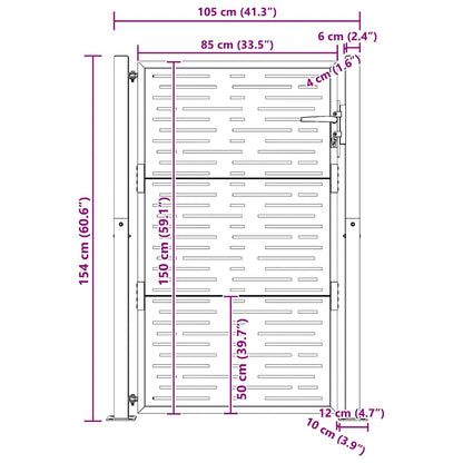 Cancello da giardino 100x150 cm in acciaio Corten design quadrato | homemem39