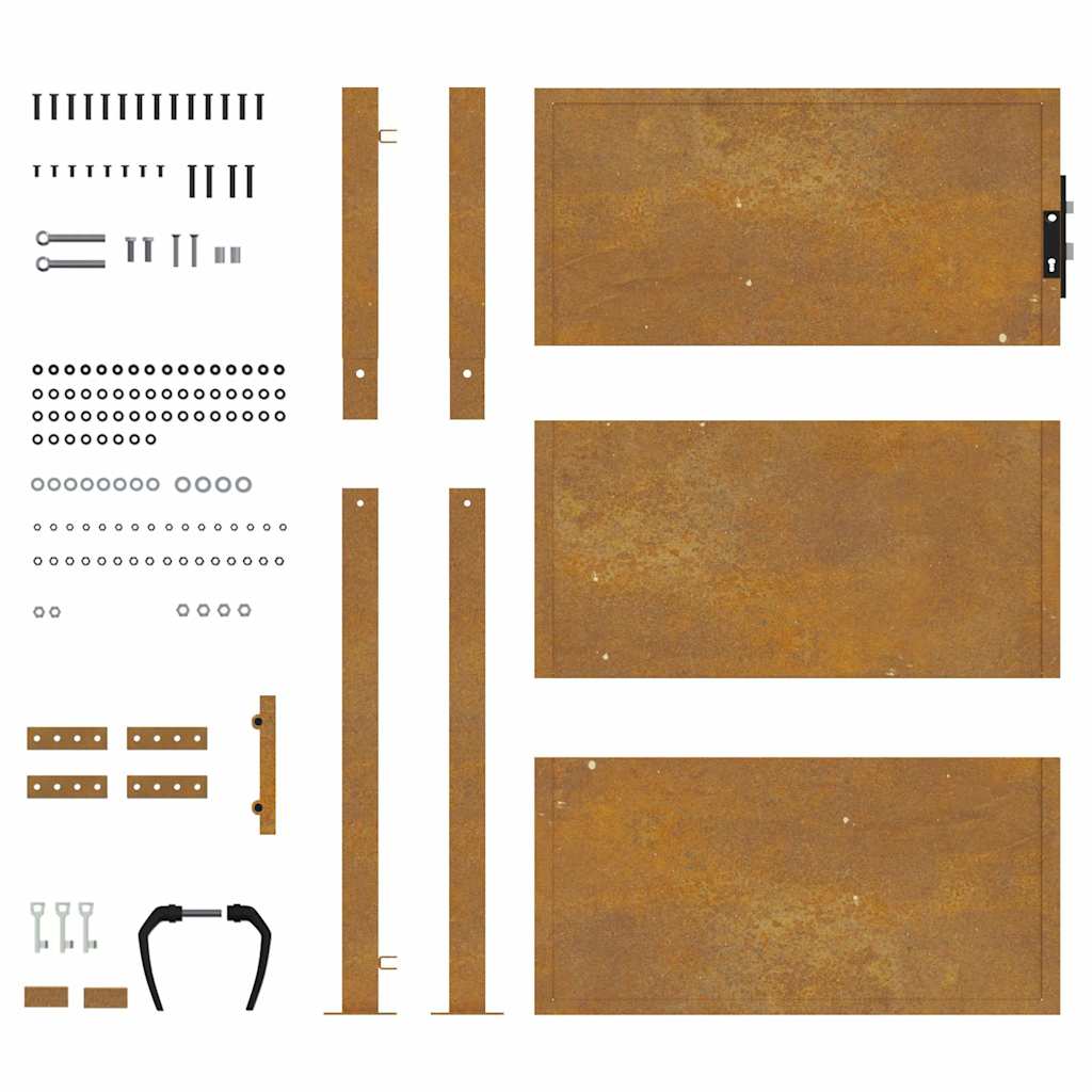 Cancello da giardino 100x125 cm in acciaio Corten | homemem39