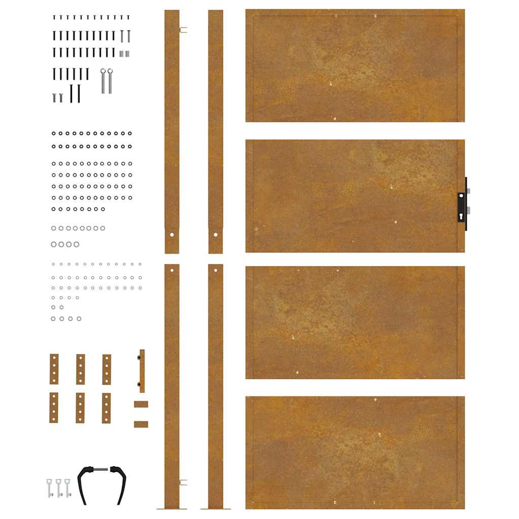 Cancello da giardino 100x175 cm in acciaio Corten | homemem39