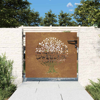 Cancello da giardino 85x75 cm in acciaio Corten con design ad albero