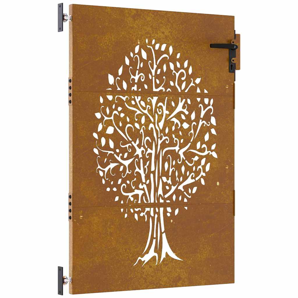 Cancello da giardino 85x125 cm in acciaio Corten con design ad albero | homemem39