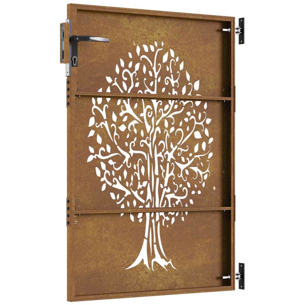 Cancello da giardino 85x125 cm in acciaio Corten con design ad albero | homemem39
