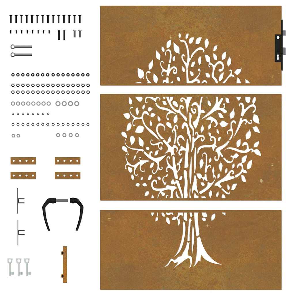 Cancello da giardino 85x125 cm in acciaio Corten con design ad albero | homemem39