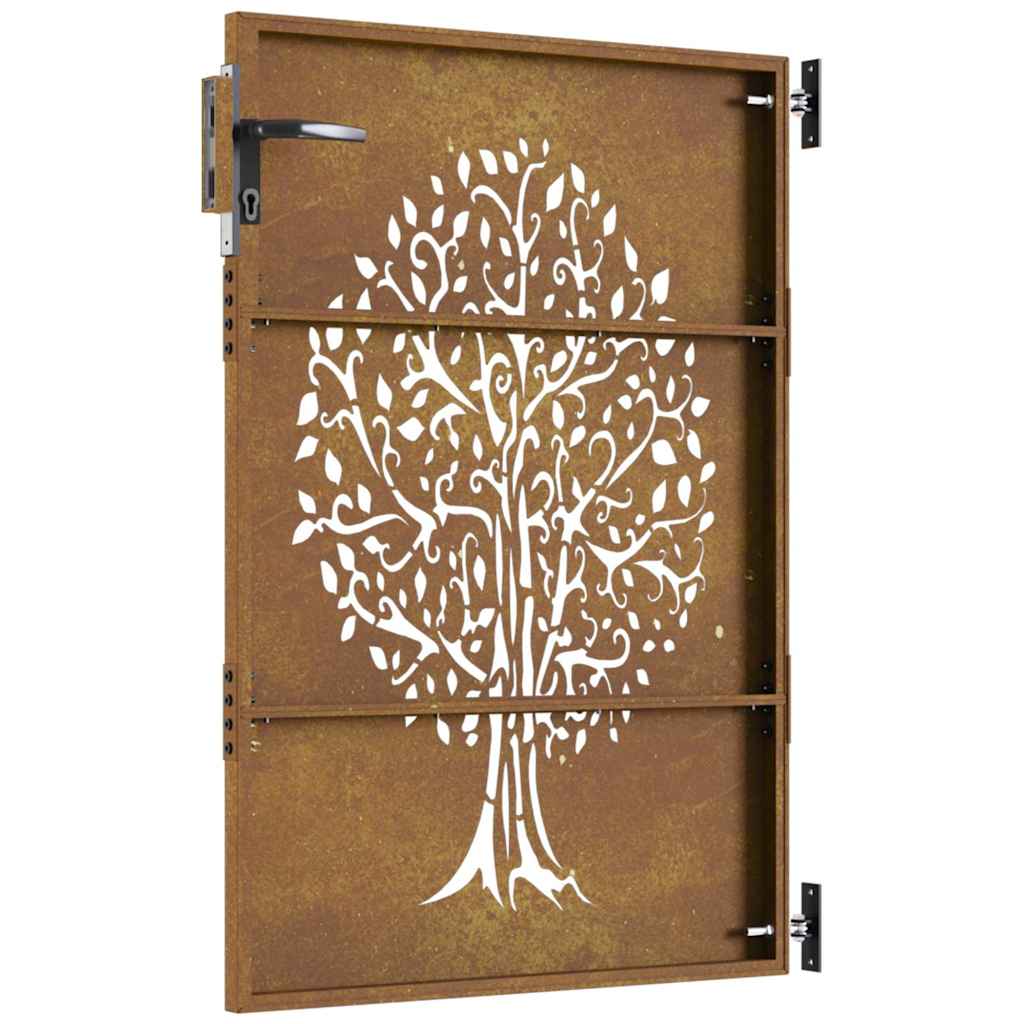 Cancello da giardino 85x150 cm in acciaio Corten con design ad albero | homemem39