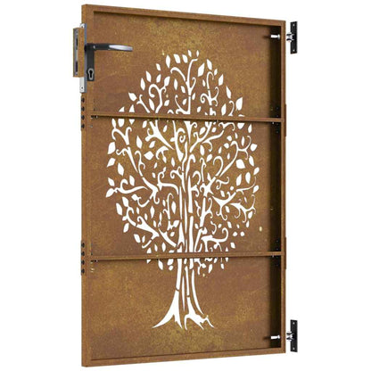 Cancello da giardino 85x150 cm in acciaio Corten con design ad albero | homemem39