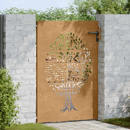 Cancello da giardino 85x150 cm in acciaio Corten con design ad albero