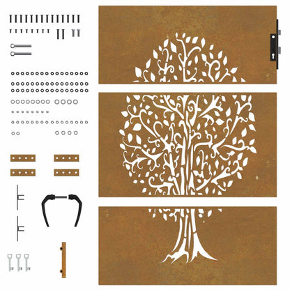 Cancello da giardino 85x150 cm in acciaio Corten con design ad albero | homemem39