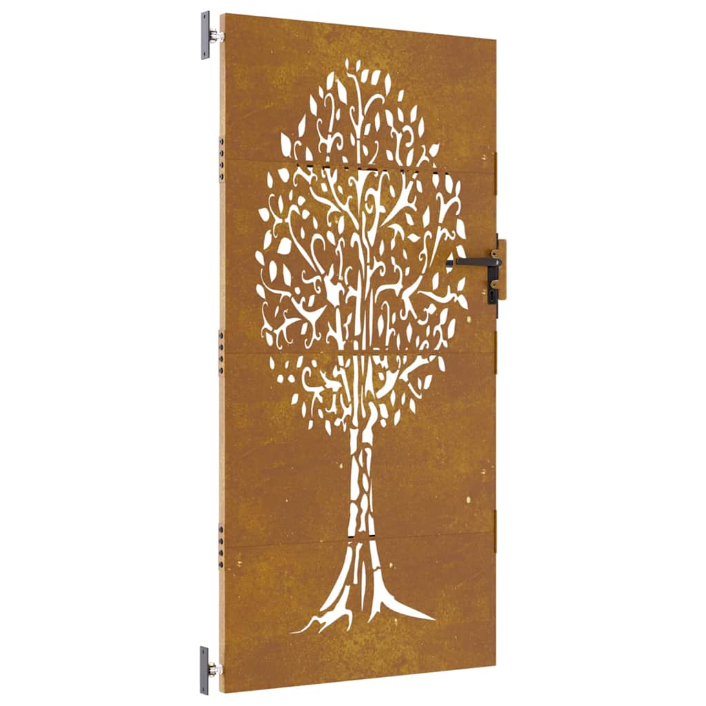 Cancello da giardino 85x175 cm in acciaio Corten con design ad albero | homemem39